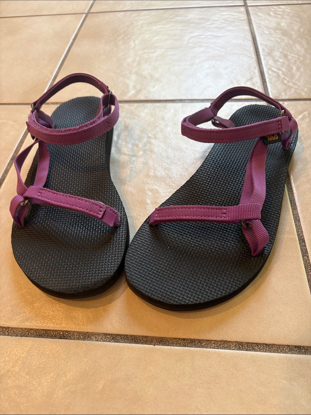 Teva Women's Plum Universal Slim Strap Sandals with Black Footbed